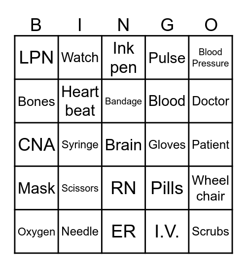 NURSE Bingo Card