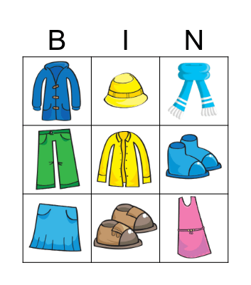 Clothes, clothes, clothes! Bingo Card
