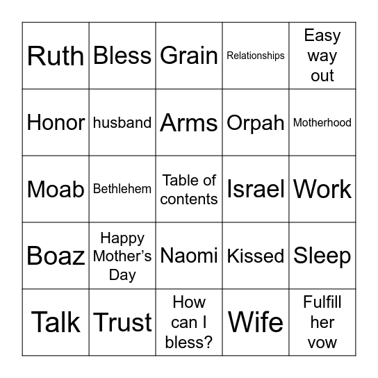 Sermon Bingo Card