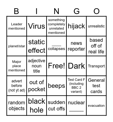 YT EAS Scenarios Bingo Card