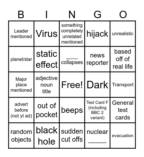 YT EAS Scenarios Bingo Card
