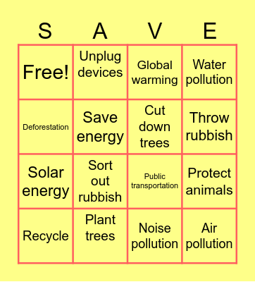 Environment Bingo! Bingo Card