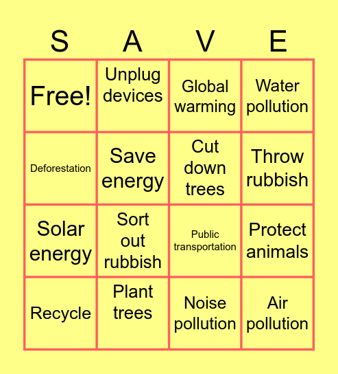 Environment Bingo! Bingo Card