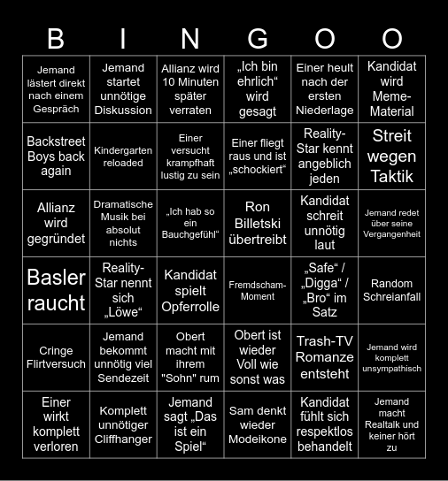 The 50 Bingo Card