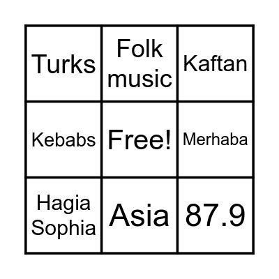 Turkey Bingo Card