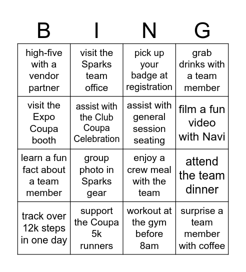 Coupa Inspire Bingo Card