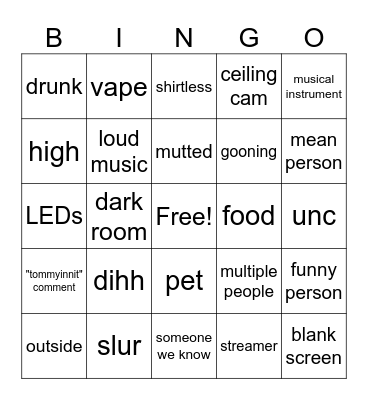 omegle Bingo Card