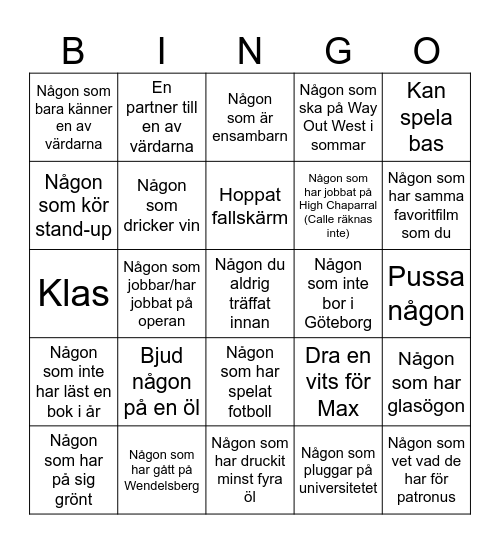Mingel-Bingo Card