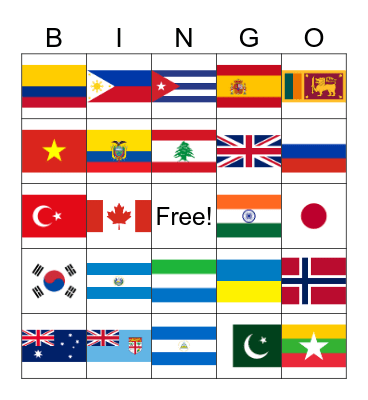 LVES 26 Flags Bingo Card