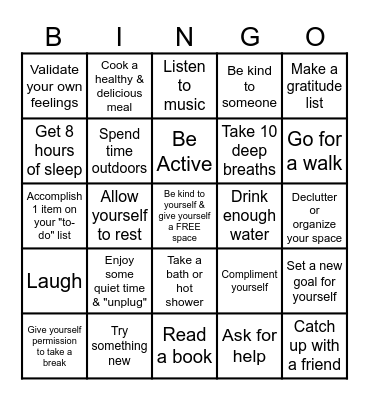 Mental Health Matters Bingo Card