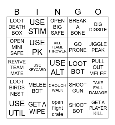 DELTA FORCE BINGO Card