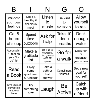 Mental Health Matters Bingo Card