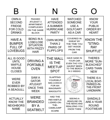 YOU MIGHT BE IN FLORIDA IF YOU Bingo Card
