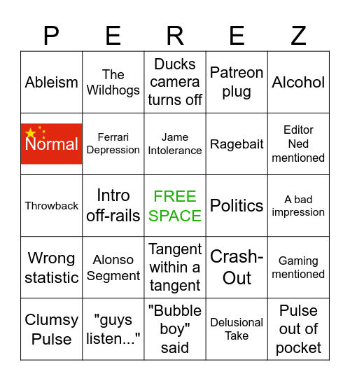Crash Happy Bingo Card
