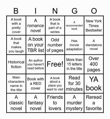VPL BOOK BINGO Card