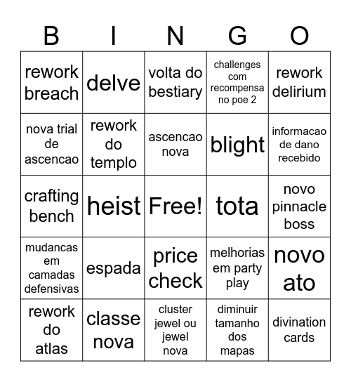 BINGO POE 2 Bingo Card