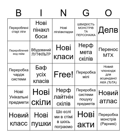 ПОЄ 2 Bingo Card