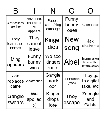 Episode 9.bingo Card
