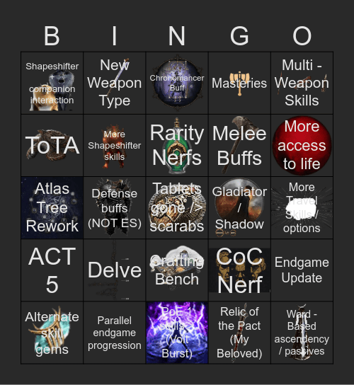POE2 0.5 BINGO Card