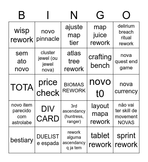 poe sexo Bingo Card