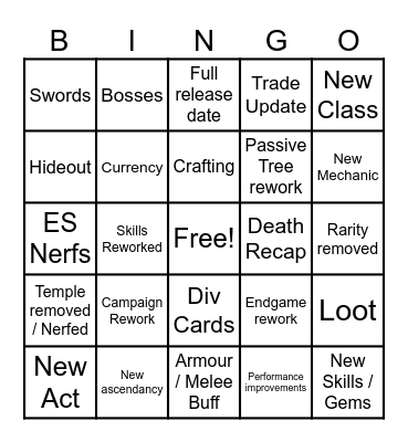 Poe2 annoucement Bingo Card