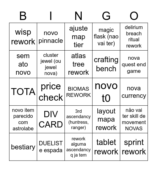 poe sexo Bingo Card