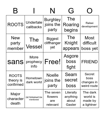 DELTARUNE Chapter 5 Bingo Card