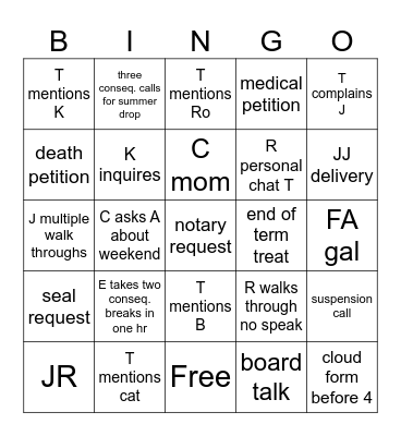 Silly Summer Schemes Bingo Card