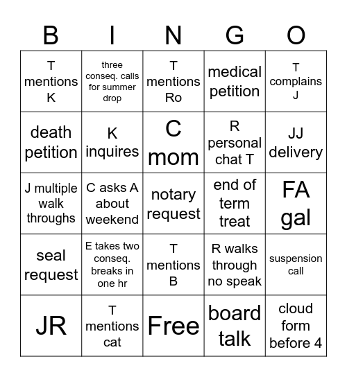 Silly Summer Schemes Bingo Card