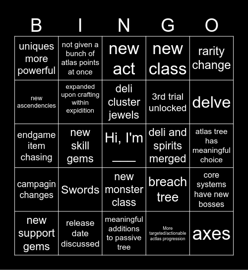 poe2 0.5 Bingo Card