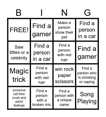 Omegle Bingo Card