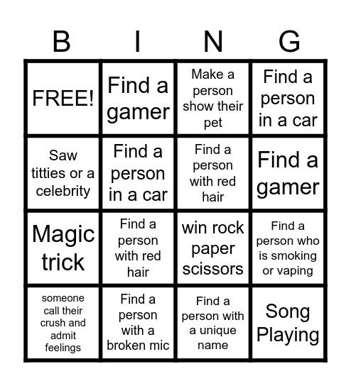 Omegle Bingo Card