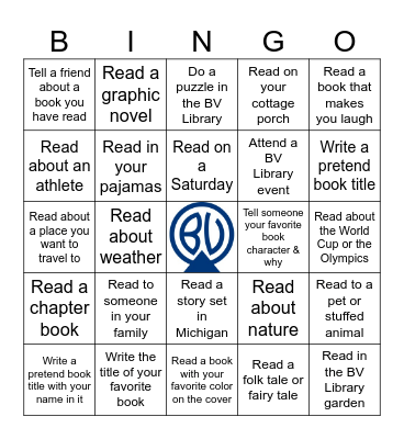 Bay View Library Summer 2026 Children's Reading Bingo Card