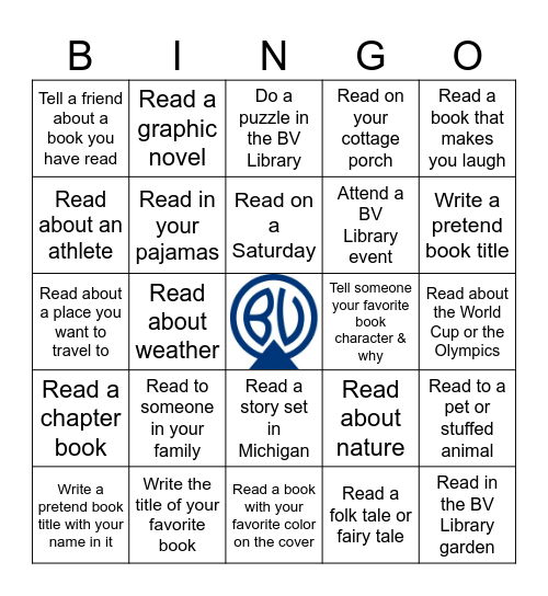 Bay View Library Summer 2026 Children's Reading Bingo Card