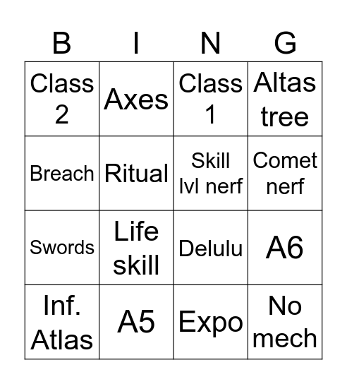 Poe2 bingo Card