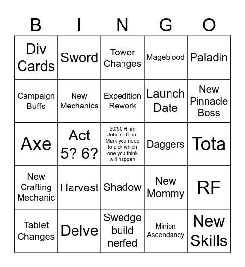 Untitled Bingo Card