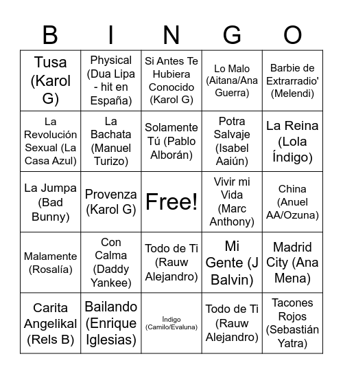 bingo musica sant antim '26 Bingo Card