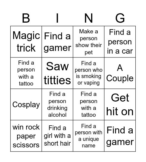 Omegle Bingo Card