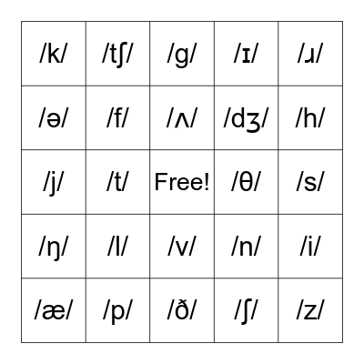 Transcription Bingo - IPA Sounds Bingo Card