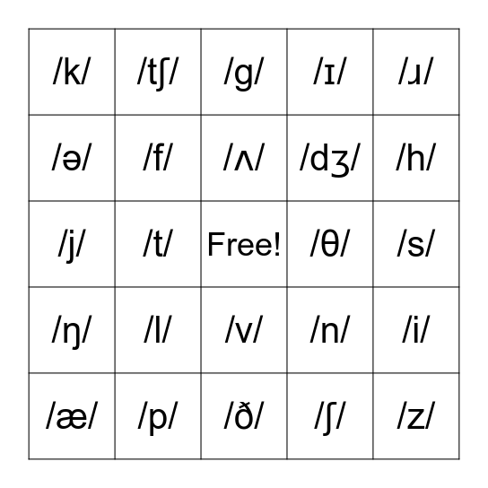 Transcription Bingo - IPA Sounds Bingo Card
