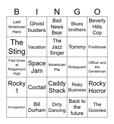 Movies Bingo Card