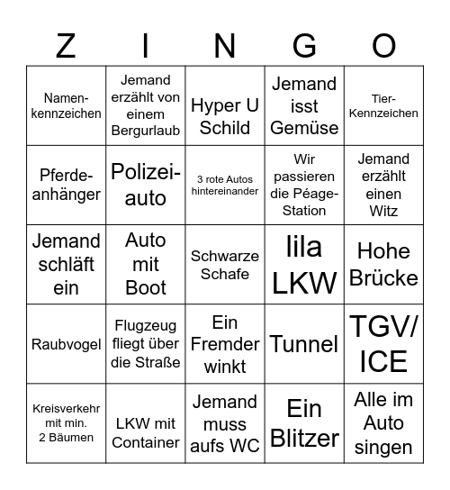 Fontainebleau Bingo Card