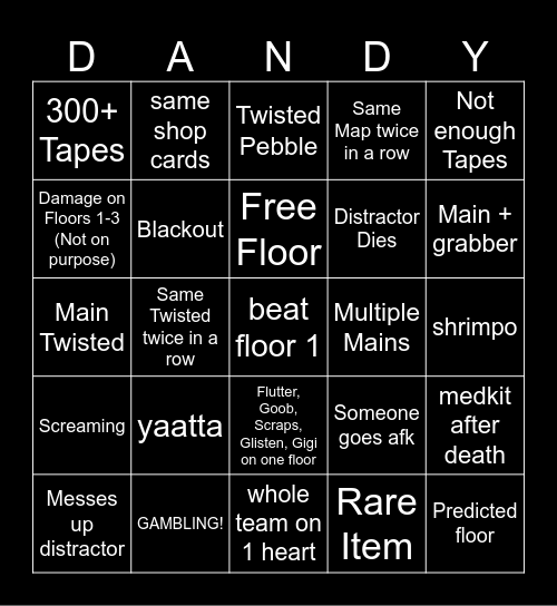 BINGO RUN Bingo Card