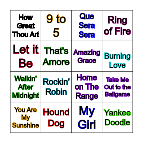 Music Bingo Card