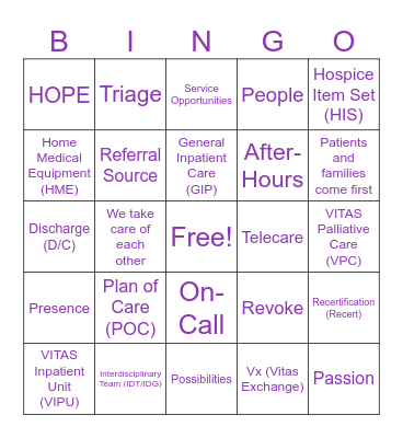 Nurse Week 2026 Bingo Card