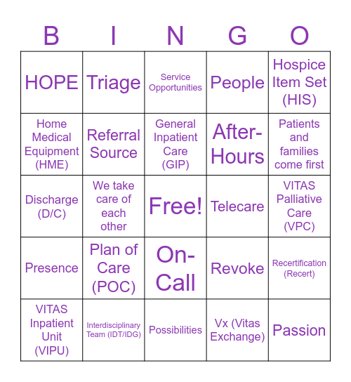 Nurse Week 2026 Bingo Card