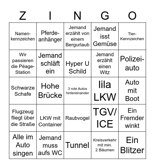 Fontainebleau Bingo Card