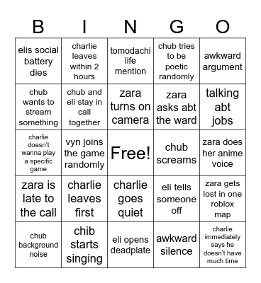 call tomorrow Bingo Card