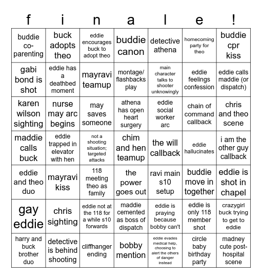 9-1-1 9x18 Bingo Card