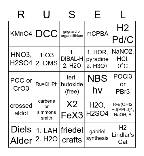 OCHEM2 FINAL BINGO Card